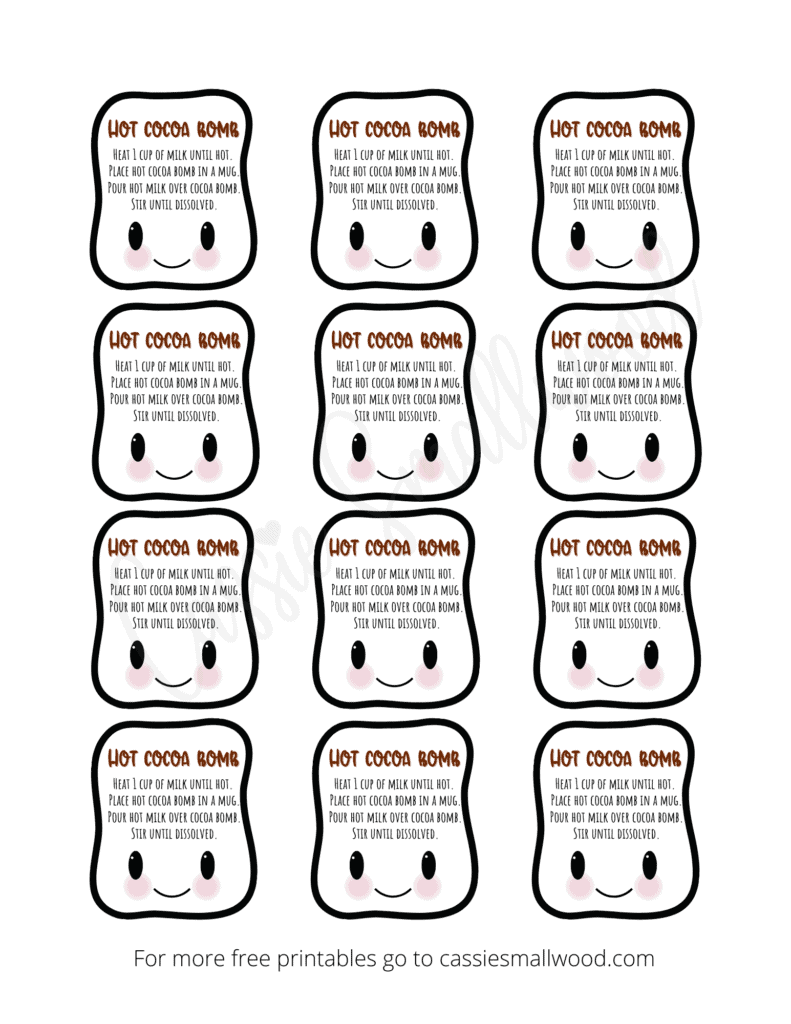 adorable hot chocolate bomb labels (free printable) - cassie smallwood